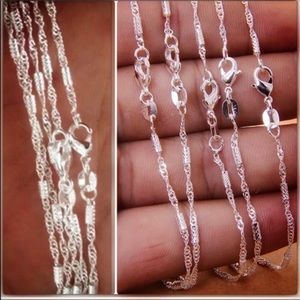 20"- 24" Water Wave Silver Chain 925 Necklaces